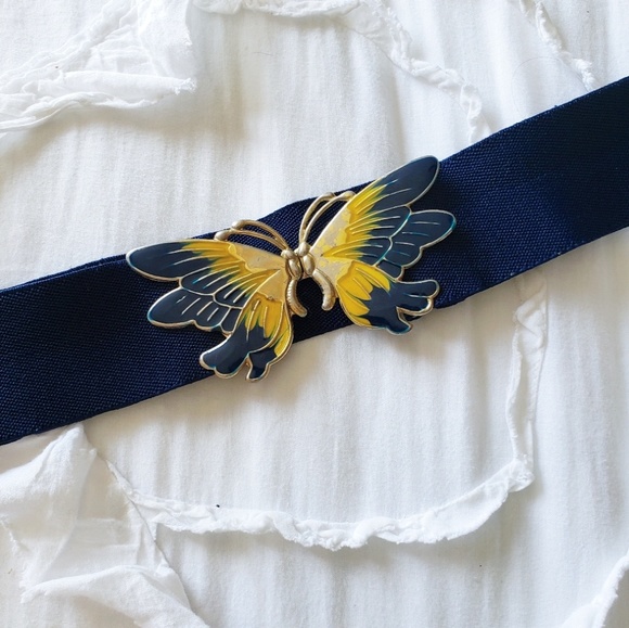 Vintage Accessories - Vintage 70s Enameled Butterfly Belt
